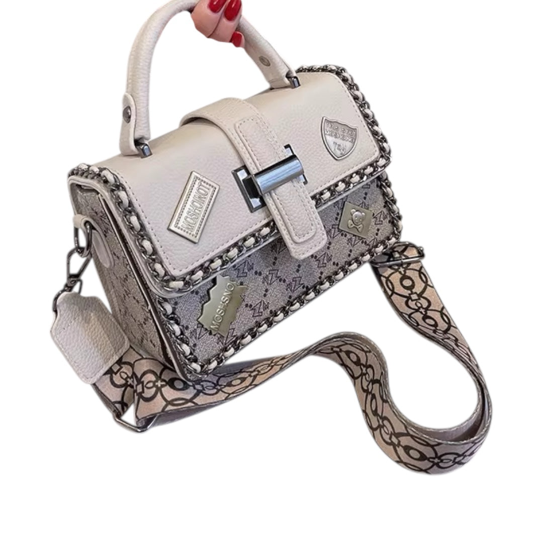 Handtasche – Schwarzes Patchwork & goldene Details