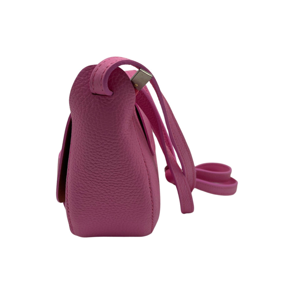 Cherimode – Schultertasche aus rosa genarbtem Leder