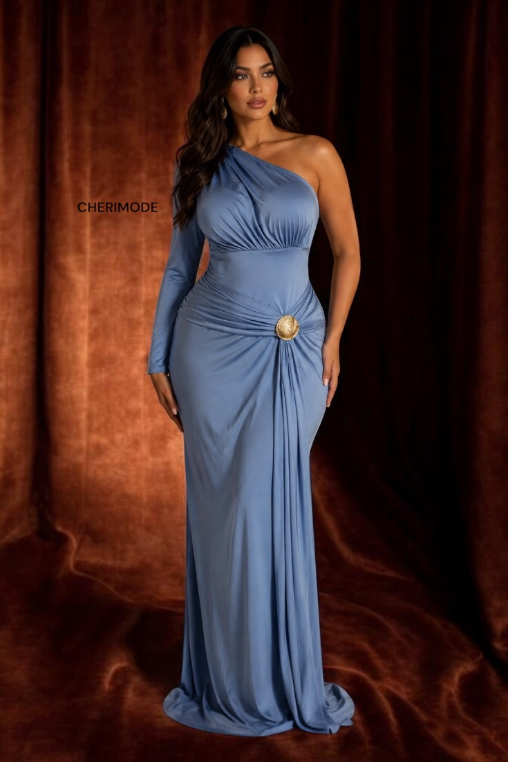 Robe Longue Drapée Élégance Bleu Satin – CHERIMODE Robe bleu